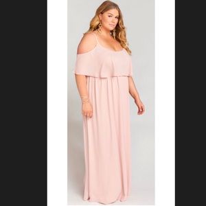 CAITLIN RUFFLE MAXI DRESS ~ DUSTY BLUSH CRISP